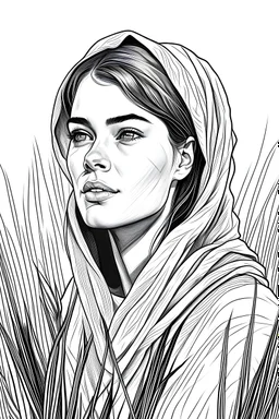 bible Realistic Beautiful Natural Ruth Black and white Coloring Page