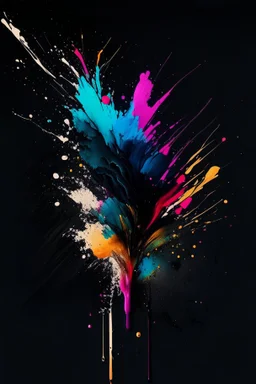 abstract painting, watercolor, full color, black background, 8k resolution, splashed, varied brushstrokes