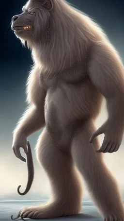 The creature was a large beast who was the size of a horse. Its body was covered with thick shaggy white fur. Its powerful ape-like arms were clawed, and the face resembled a wolf's, but it had no eyes. a long row of furiously breathing nostrils. When summoned to Icewind Dale, it wore a necklace of twenty hands, removed from victims as a part of the summoning ritual.