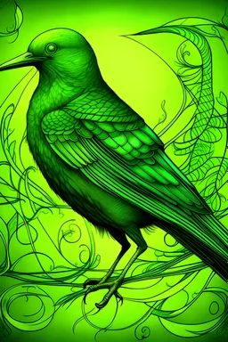 Gian green bird davinci style