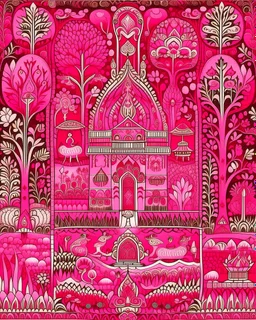 A pink magical realm designed in Kuna Molas