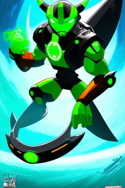 alien From Ben 10 cartoon. Strong, fit body. From his faction. Shark. Advanced jewels and metal. Dark magic. Power and luxury