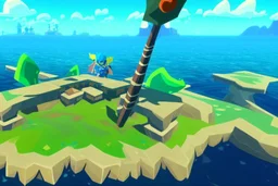 Legend Of Zelda: Wind Waker style view of a vast ocean, stylized, colorful, adventurous, no ships.