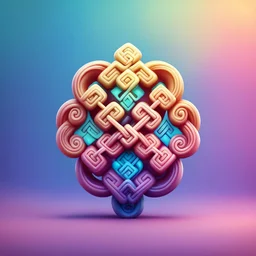 Create Endless knot style cute figurine and gradient background