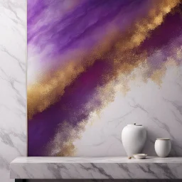 Hyper Realistic purple, golden, maroon & silver gradient texture on marble-wall