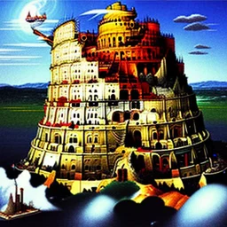 Tower of Babel with motor vehicle traffic