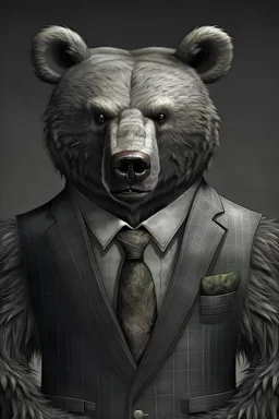 suit, bear,grey, mature