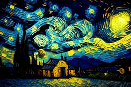 Create a painting similar to the style of artist van Gogh's starry night
