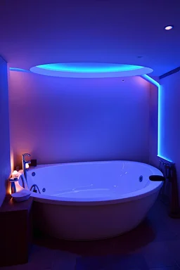 haz una bañera con forma de circulo y luces led en el techode varios colores haciendolo sensual