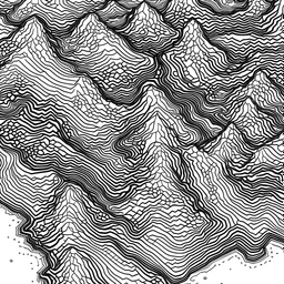 topographic map, engraved design, Tattoo Design, line art, black and white picture, coloring book page, adults drawing book