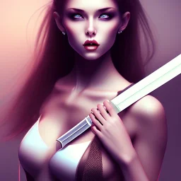 Beautiful women with katana sword