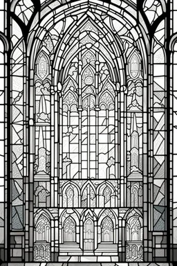 kids coloring page, stained glass church window, cartoon style, thick lines, low detail, no shading