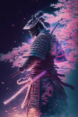 Mystical samurai emitting an aura