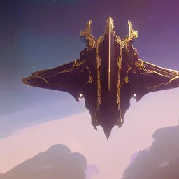 huge ornate spaceship made of brass flying through space