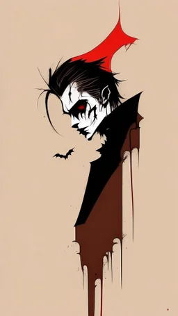 vampire drawing, minimalistic style, natural colors, blood