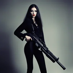 The weirder the better. In a surreal twist of creativity, a 70s gun TV advertisement unfolds, but with a macabre and whimsical touch. Picture this: a goth 24-year-old model, clad in dark attire, holds a rifle with an air of nonchalance. However, the rifle is not a typical weapon; it's a toy character made out of gelatinous slime and jello, reminiscent of a claymation character from a horror movie. The scene transitions to a bizarre setting - a claymation horror movie come to life in burning rain