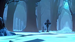 This area is a graveyard where creatures that have died from extreme cold. Each creature is encased in a thick coat of ice, preserving its remains.