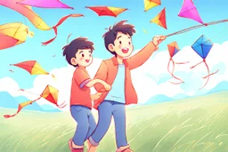 Once a father and son went to the kite flying festival. The young son became very happy seeing the sky filled with colorful kites. He too asked his father to get him a kite and a thread with a roller so he can fly a kite too.