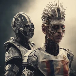 lionel messi champion perfect face and portrait post-apocalypse perfect cyborgs in a footbal stadium, sci-fi fantasy style, 8k,dark