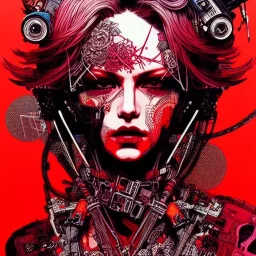 beautiful punk girl, hyper detailed, intricately detailed, illustration by <kilian eng> <Yoji Shinkawa>, darkred tones,