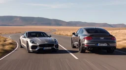 porsche going fast against bentley bentayga