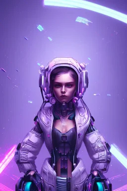 girl cute cyberpunk, purple tones, high lighting