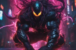 venom in 8k cyberpunk anime artstyle, jason momoa them, neon effect , magic circle, close picture, full body, apocalypse, intricate details, highly detailed, high details, detailed portrait, masterpiece,ultra detailed, ultra quality