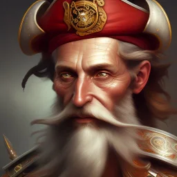 redshift style, painted portrait of a pirate, masculine, mature, pirates, upper body, grey and silver, fantasy, intricate, elegant, highly detailed, digital painting, artstation, concept art, smooth, sharp focus, illustration, art by gaston bussiere and alphonse mucha