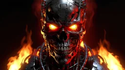 4k full realism full details full details logo demon cyberpunk terminator firestarter hardrock emission radio incendie en arriere plan
