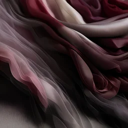 worked organza fabric, synthetic material, nylon, mineral gray, bordeaux and platinum colors, milky colors, dusty pink