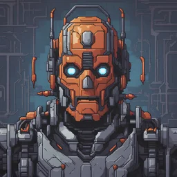 pixel art of a robot head