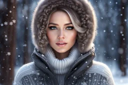 beautiful girl in winter clothing ,Winter Wonderland image, hyper-detailed, sharp focus, octane render