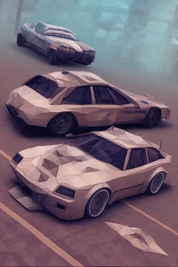 low poly car game, big spoiler