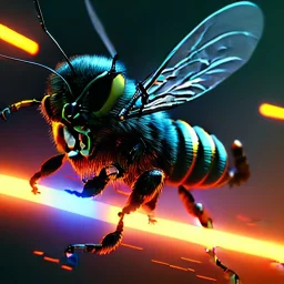 cyberpunk bee, black background, cinematic lighting, 4k resolution, smooth details.