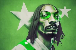 Snoop Dogg ganger, green flag with white star