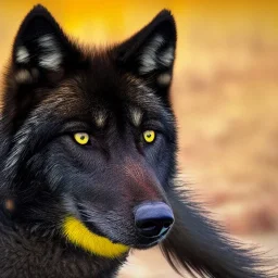 Black wolf with yellow and red markings with a blade tail