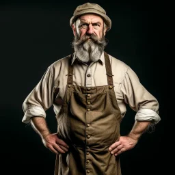 muscular fisherman with apron and mutton chops