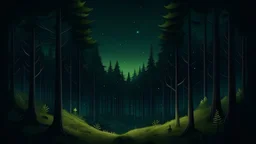 A background of a forest at night