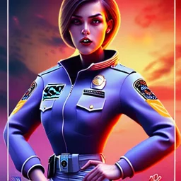 lady cop top in space