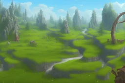 panorama of the level landscape for 2d platformer with grass, ground, trees etc