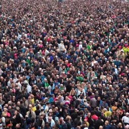 huge man, crowd,