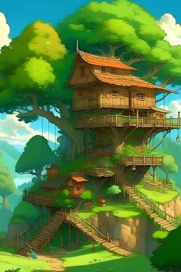 uma linda casa na árvore, ghibli style