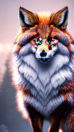 feral, White fur, Werewolf, Red eyes, character, full body portrait, expert, insanely detailed, 4k resolution, cinematic smooth, intricate detail, fluffy, award wining portrait, anthropomorphic, fox, werefox