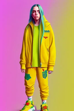 Billie Eilish, legs, photorealistic illustration, 4k