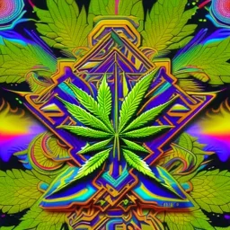 Marijuana, pattern, splash color, bright colors, neon, Psychedelic, detail, 8k, bright light