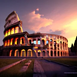 The Colosseum, İtalya, sunset, rainbow sunset