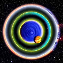 solar system seen from space, digital art