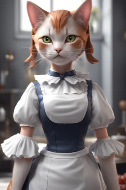 Cat female Maid, 4K, Ray-tracing