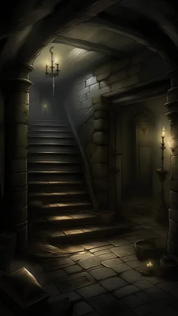 Alex descends into the dark, cavernous depths of the cellar beneath Blackwood Manor, where flickering torches cast eerie shadows across the damp stone walls. As he explores, he uncovers ancient artifacts and relics, each one hinting at a dark and mysterious past.]