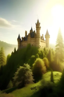castle with forest and sunshine
